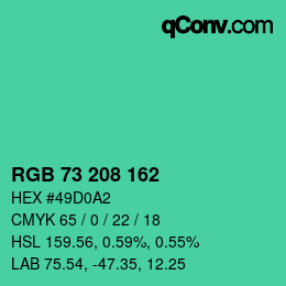 Color code: RGB 73 208 162 | qconv.com