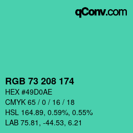 Farbcode: RGB 73 208 174 | qconv.com