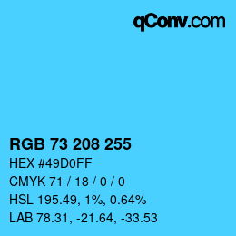 Color code: RGB 73 208 255 | qconv.com