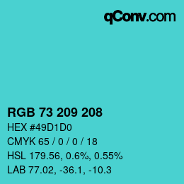 Color code: RGB 73 209 208 | qconv.com