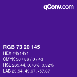 Color code: RGB 73 20 145 | qconv.com