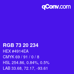 Color code: RGB 73 20 234 | qconv.com
