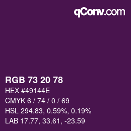 Color code: RGB 73 20 78 | qconv.com