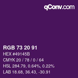 Color code: RGB 73 20 91 | qconv.com