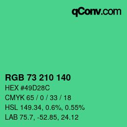 Color code: RGB 73 210 140 | qconv.com