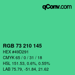 Color code: RGB 73 210 145 | qconv.com