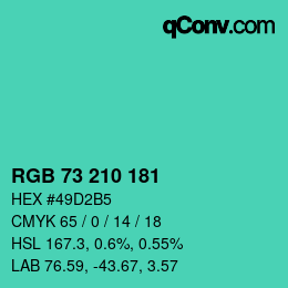 Color code: RGB 73 210 181 | qconv.com