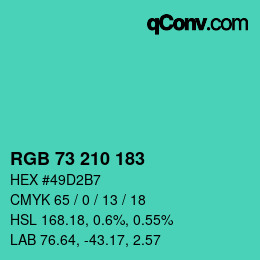 Color code: RGB 73 210 183 | qconv.com