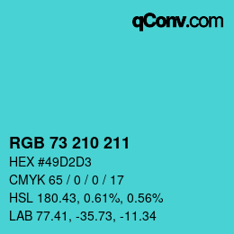 カラーコード: RGB 73 210 211 | qconv.com