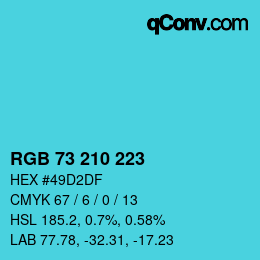 Color code: RGB 73 210 223 | qconv.com