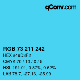 Color code: RGB 73 211 242 | qconv.com