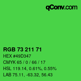 Color code: RGB 73 211 71 | qconv.com