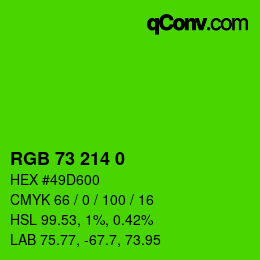 Color code: RGB 73 214 0 | qconv.com
