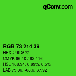 颜色代码: RGB 73 214 39 | qconv.com