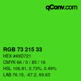 Color code: RGB 73 215 33 | qconv.com