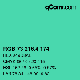 カラーコード: RGB 73 216.4 174 | qconv.com
