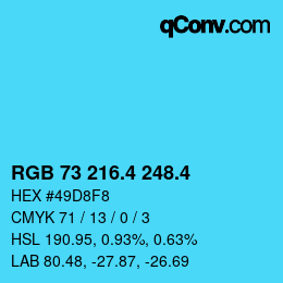 カラーコード: RGB 73 216.4 248.4 | qconv.com