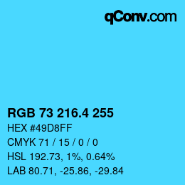 カラーコード: RGB 73 216.4 255 | qconv.com
