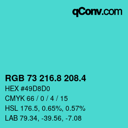 カラーコード: RGB 73 216.8 208.4 | qconv.com