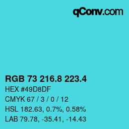 カラーコード: RGB 73 216.8 223.4 | qconv.com