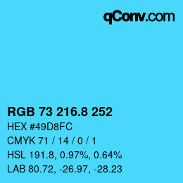 カラーコード: RGB 73 216.8 252 | qconv.com