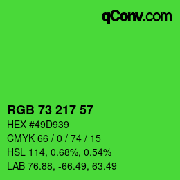 Color code: RGB 73 217 57 | qconv.com