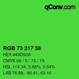 Color code: RGB 73 217 58 | qconv.com