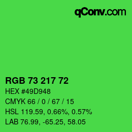 Color code: RGB 73 217 72 | qconv.com