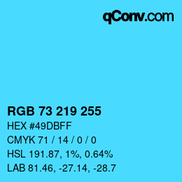 Color code: RGB 73 219 255 | qconv.com