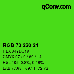 颜色代码: RGB 73 220 24 | qconv.com