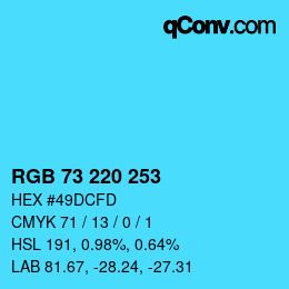 Color code: RGB 73 220 253 | qconv.com