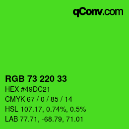 颜色代码: RGB 73 220 33 | qconv.com