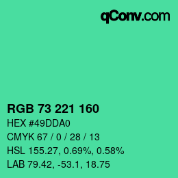 Color code: RGB 73 221 160 | qconv.com