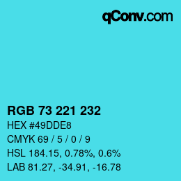 Color code: RGB 73 221 232 | qconv.com