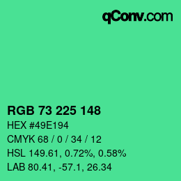 Color code: RGB 73 225 148 | qconv.com