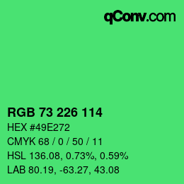 Color code: RGB 73 226 114 | qconv.com