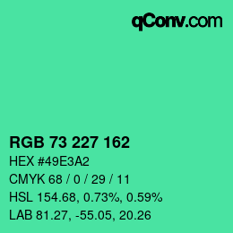 Color code: RGB 73 227 162 | qconv.com