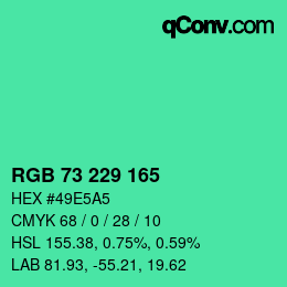 Color code: RGB 73 229 165 | qconv.com