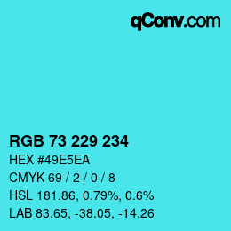 Color code: RGB 73 229 234 | qconv.com