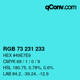 Color code: RGB 73 231 233 | qconv.com