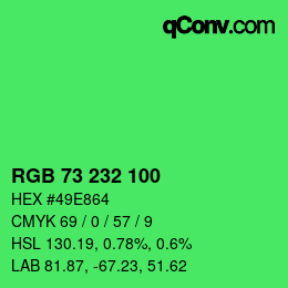 Color code: RGB 73 232 100 | qconv.com