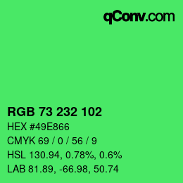 Color code: RGB 73 232 102 | qconv.com