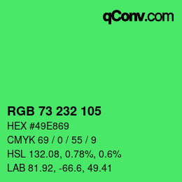 Color code: RGB 73 232 105 | qconv.com