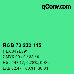 Color code: RGB 73 232 145 | qconv.com