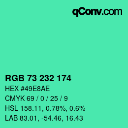 Color code: RGB 73 232 174 | qconv.com