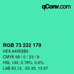 Color code: RGB 73 232 179 | qconv.com