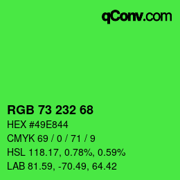 カラーコード: RGB 73 232 68 | qconv.com
