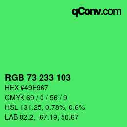 Color code: RGB 73 233 103 | qconv.com