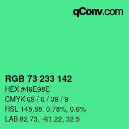 Color code: RGB 73 233 142 | qconv.com