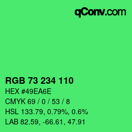 Color code: RGB 73 234 110 | qconv.com